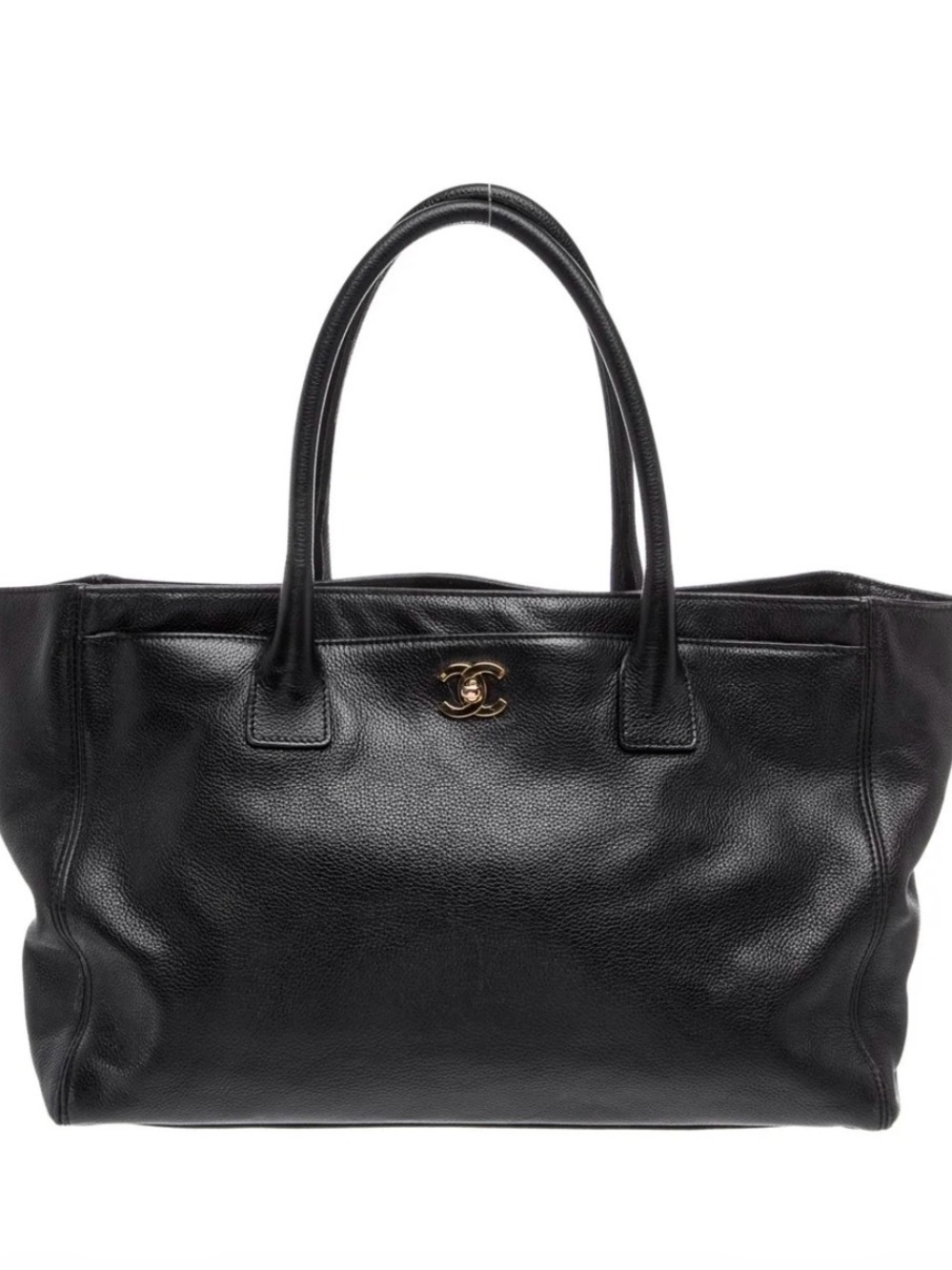 CHANEL Black Caviar Leather Tote with Gold CC Hardware